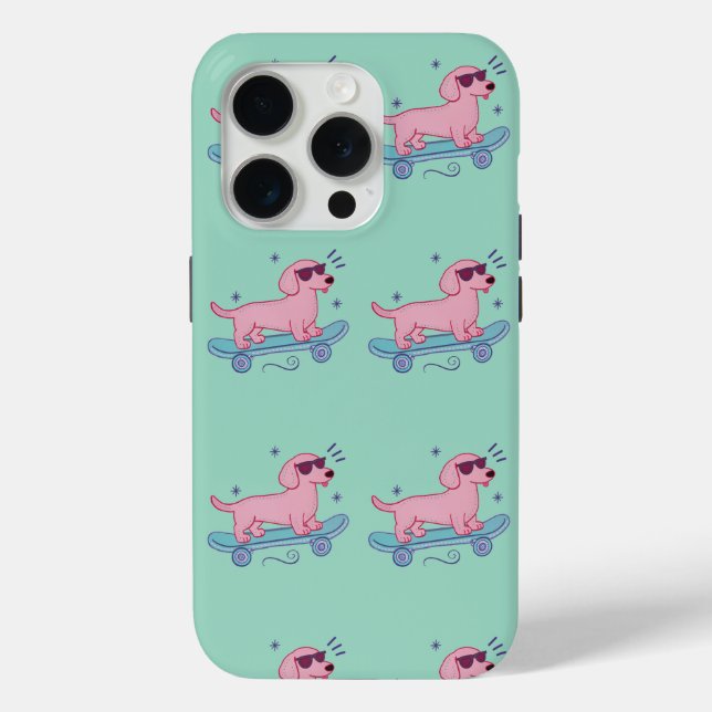 Coques Case-Mate iPhone Dachshund Skateboard Cool | Art de Chien Drôle (Verso)