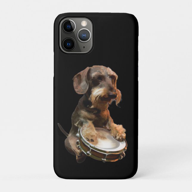 Coques Case-Mate iPhone Dachshund Wirehair Jouer des tambours (Dos)