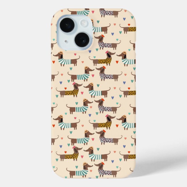 Coques Case-Mate iPhone Dachshunds drôles en chapeaux et écharpes (Verso)