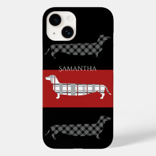 Coque Case-Mate iPhone Dachshunds Plaid sur des bandes personnalisées