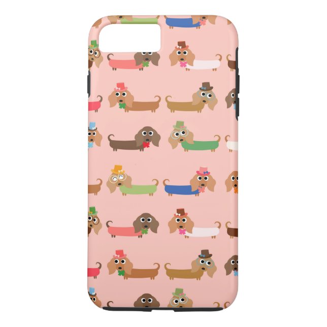Coques Case-Mate iPhone Dachshunds sur rose (Dos)