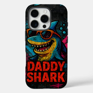 Coque iPhone 16 Pro Daddy Shark Fêtes des pères cadeaux