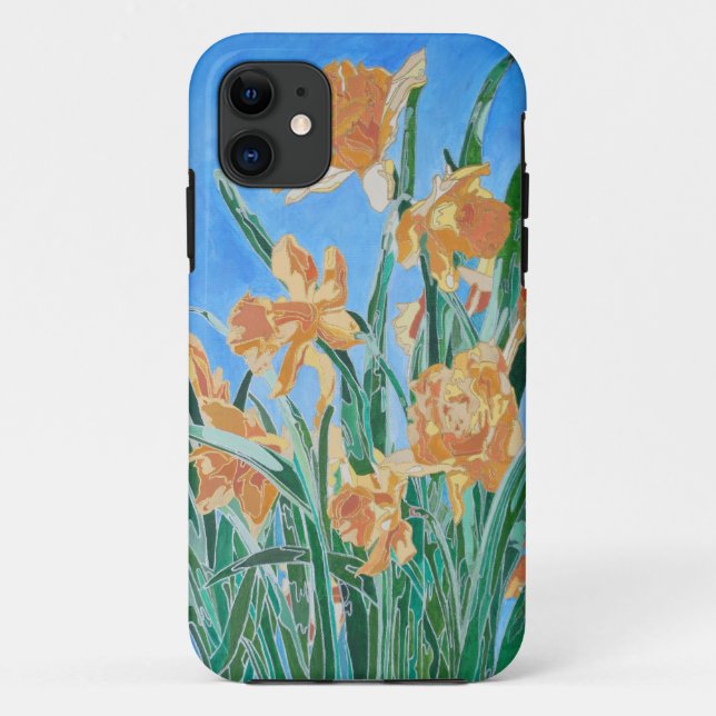 Coques Case-Mate iPhone Daffodiles d'or en fleurs Gras Line Art (Dos)
