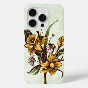 Coque Case-Mate iPhone Daffodiles vintages avec marguerites sur vert