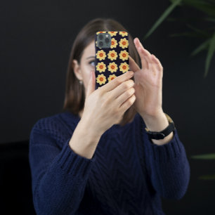 Coque Pour iPhone 16 Dahlia jaune motif floral sur noir