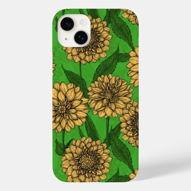 Coques Case-Mate iPhone Dahlias en jaune et vert (Verso)