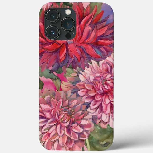 Coques Case-Mate iPhone dahlias fleurs aquarelle (Verso)