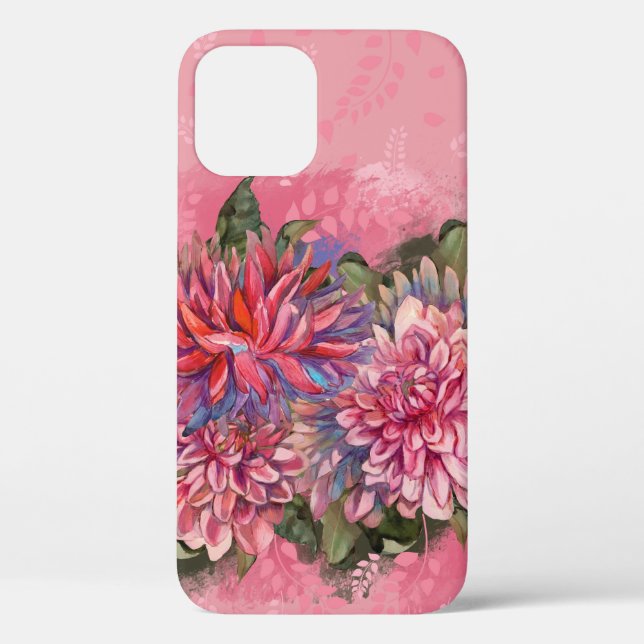 Coques Case-Mate iPhone Dahlias fleurs rose aquarelle (Verso)
