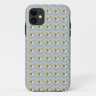 Coques Pour iPhone Daises Daisy blanc bleu or motif arrière - plan