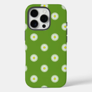 Coque iPhone 16 Pro Daisies Motif illustratif sur Vert