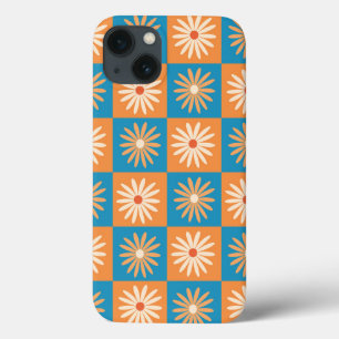 Case-Mate iPhone Case Daisy à carreaux sur damier bleu et orange