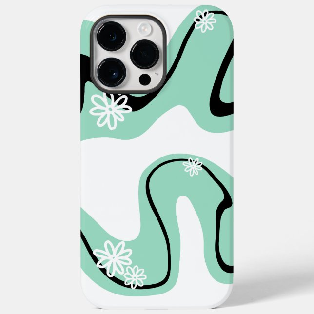 Coques Case-Mate iPhone Daisy Groove en vert, noir et blanc (Verso)