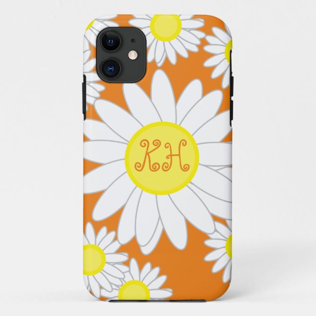 Coques Case-Mate iPhone Daisy Monogram Orange Blanc et Jaune (Dos)