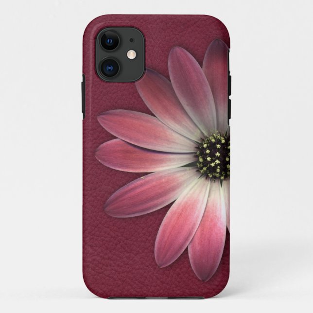 Coques Case-Mate iPhone Daisy Rouge sur Impression Cuir Vin (Dos)