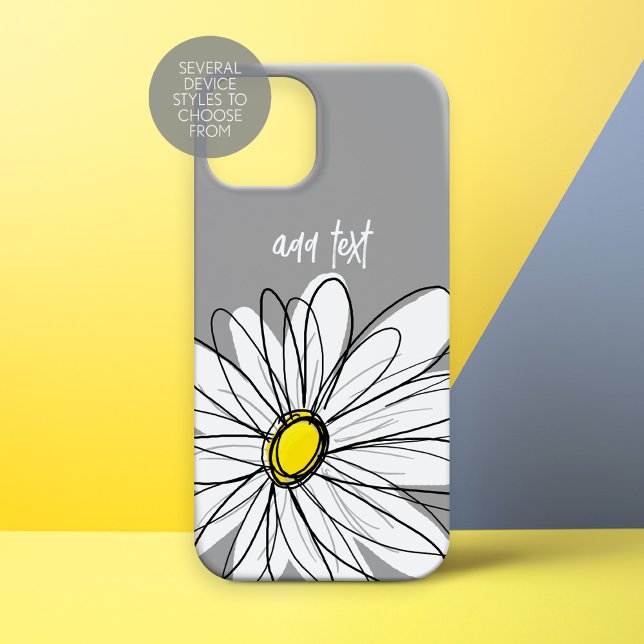 Coques Case-Mate iPhone Daisy tendance avec gris et jaune (Whimsical Daisy Personalized Phone Case)