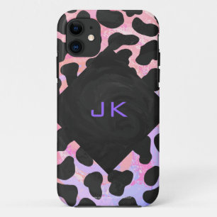 Coque Case-Mate iPhone Dalmatien Monogramme Noir et Rose