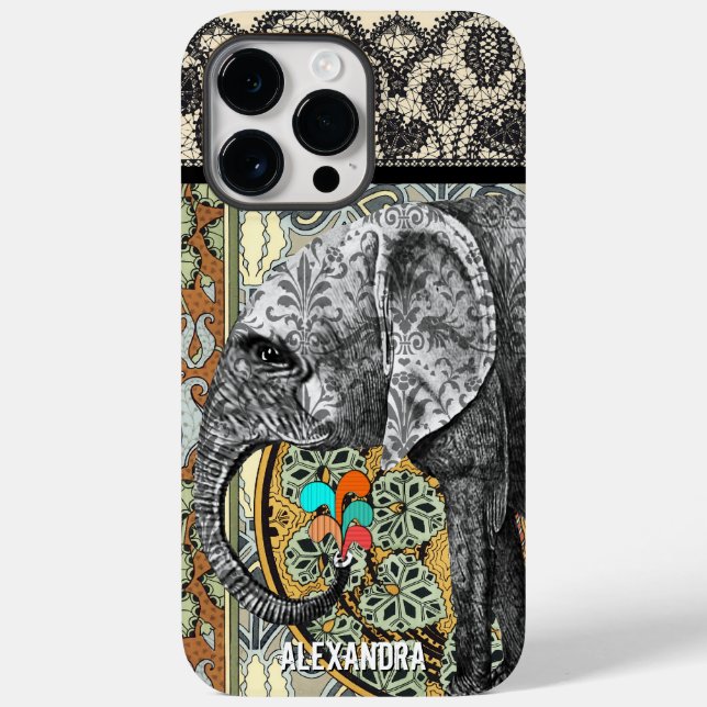 Coques Case-Mate iPhone Damas Eléphant Personnalisé (Verso)