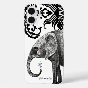 Coques iPhone 16 Plus Damas Eléphant Personnalisé