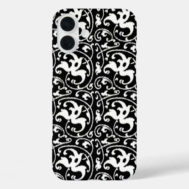Coques Case-Mate iPhone Damas floral Ikat - Noir et Blanc (Verso)