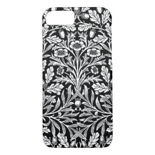 Coques Pour iPhone Damas florales Art Nouveau, noir et blanc