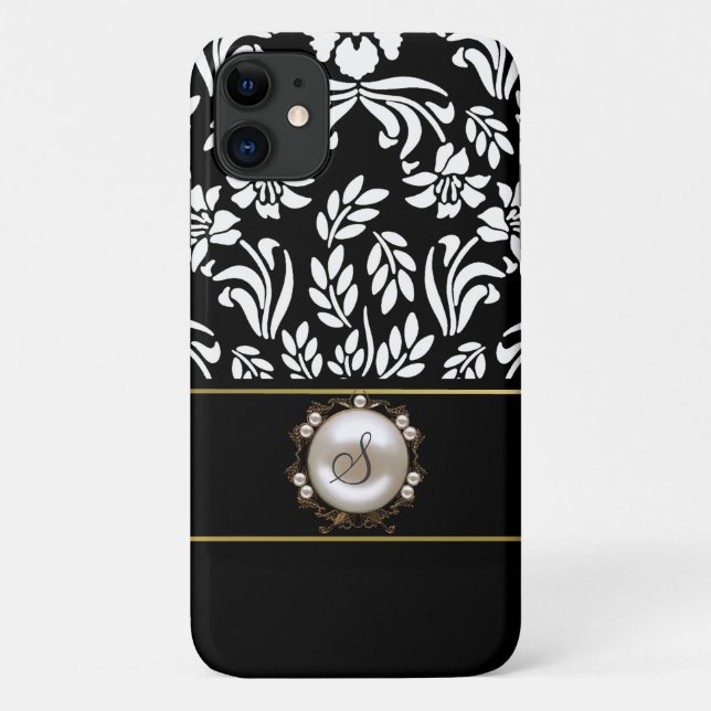 Coques Case-Mate iPhone Damas florales noir et blanc (Dos)