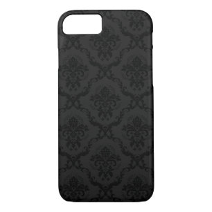 Coque Case-Mate Pour iPhone Damas Florales Noir Et Gris Minimalistes Élégants