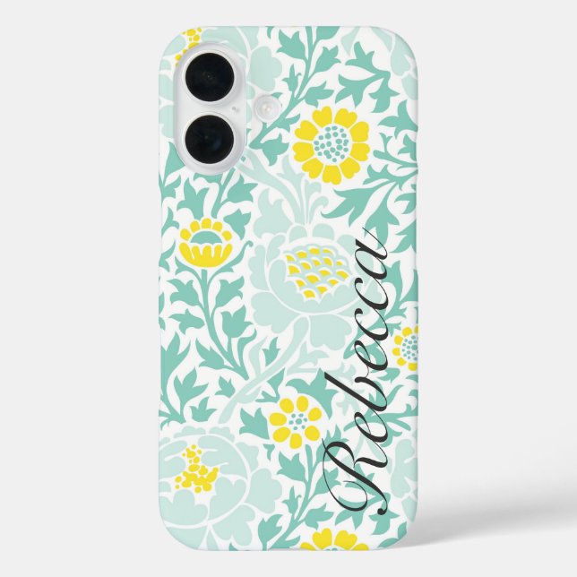Coques Case-Mate iPhone Damas florales rétro avec nom personnalisé (Verso)