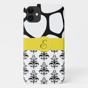 Coque Case-Mate Pour iPhone Damas, Giraffe, Noir et Blanc, Monogramme