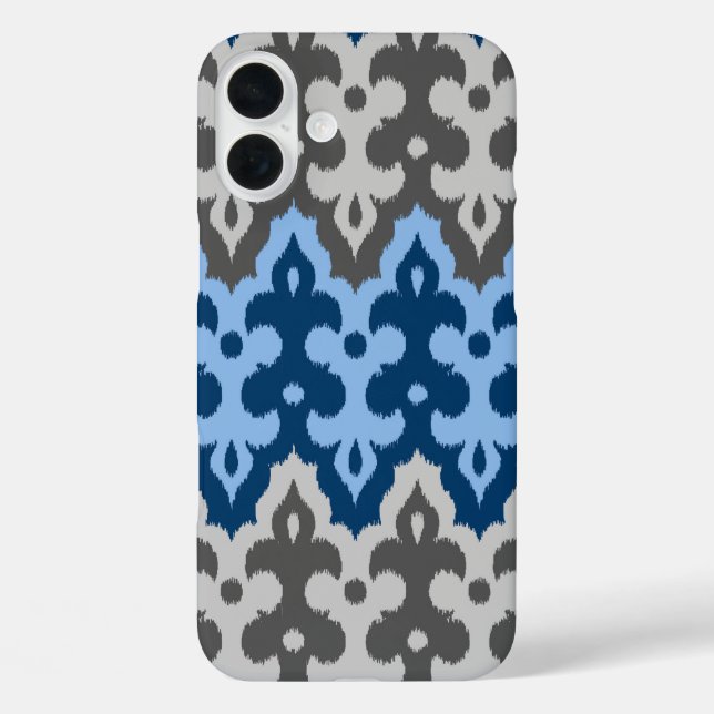 Coques Case-Mate iPhone Damas Ikat marocain, bleu et gris / gris (Verso)