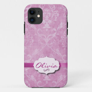 Coque iPhone 11 Damas rose avec plaque signalétique
