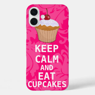 Coque Pour iPhone 16 Plus Damas Rose Chaud GARDER CALME ET Manger Cupcakes