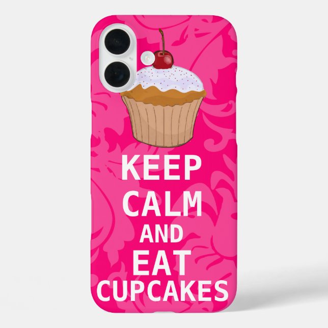 Coques Case-Mate iPhone Damas Rose Chaud GARDER CALME ET Manger Cupcakes (Verso)