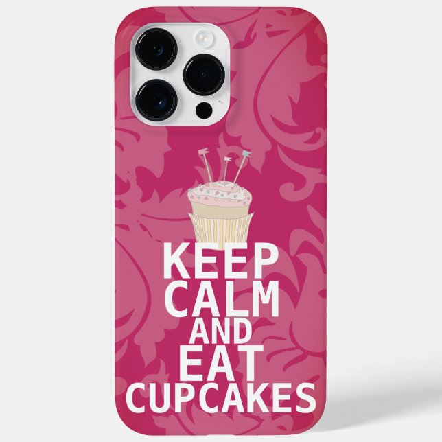 Coques Case-Mate iPhone Damas Rose Chaud GARDER CALME ET Manger Cupcakes (Verso)