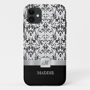 Coque Case-Mate iPhone Damas Vintage noir et blanc avec monogramme