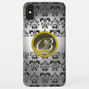 Coque Pour iPhone XS Max DAMASK GEM MONOGRAM blanc noir gris