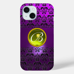 Coque Case-Mate iPhone DAMASK GEM MONOGRAM Jaune violet