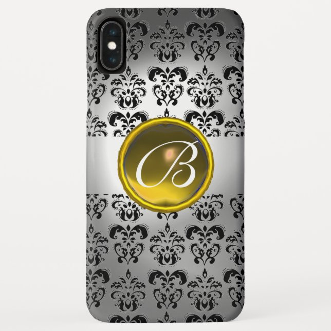 Coques Case-Mate iPhone DAMASK GEM MONOGRAS blanc noir (Dos)