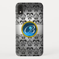 DAMASK GEM MONOGRAS blanc noir bleu