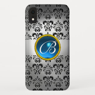 Coque Case-Mate iPhone DAMASK GEM MONOGRAS blanc noir bleu