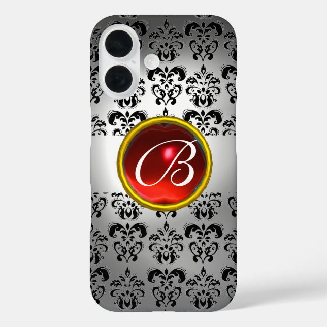 Coques Case-Mate iPhone DAMASK GEM MONOGRAS blanc noir rouge (Verso)