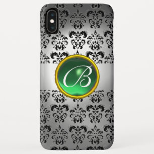 Coques Pour iPhone DAMASK GEM MONOGRAS blanc noir vert