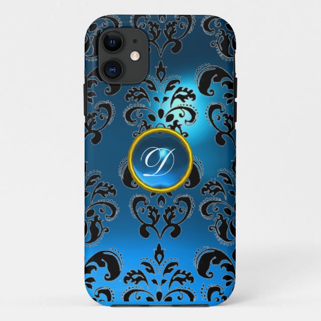 Coques Case-Mate iPhone DAMASK GEM MONOGRAS bleu (Dos)