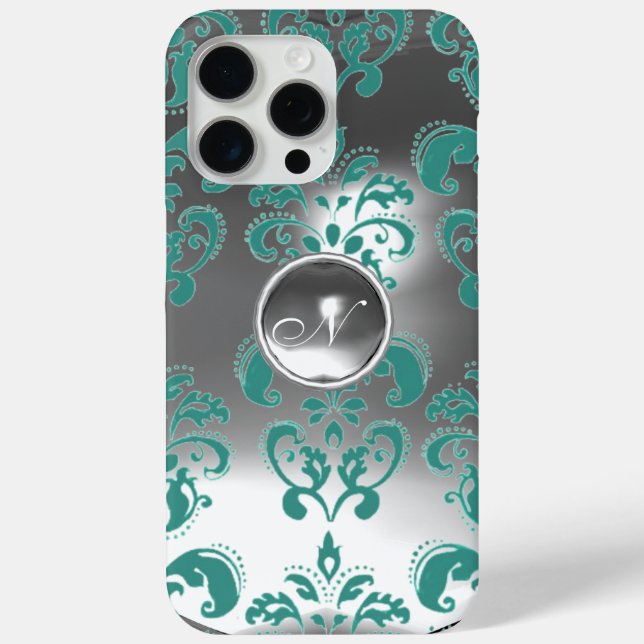 Coques Case-Mate iPhone DAMASK GEM MONOGRAS bleu blanc (Verso)