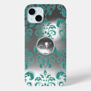 Coque Case-Mate iPhone DAMASK GEM MONOGRAS bleu blanc