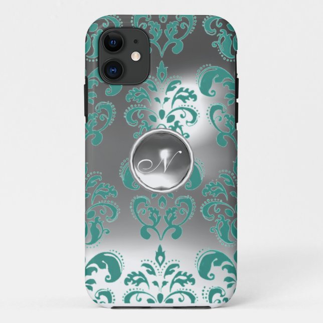 Coques Case-Mate iPhone DAMASK GEM MONOGRAS bleu blanc (Dos)