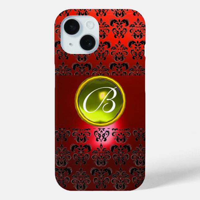 Coques Case-Mate iPhone DAMASK GEM MONOGRAS Jaune rouge (Verso)