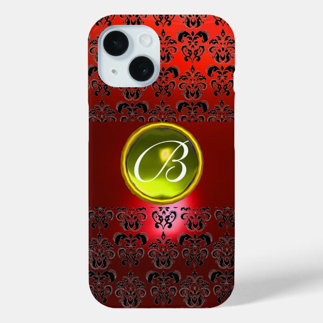 Coques Case-Mate iPhone DAMASK GEM MONOGRAS Jaune rouge (Verso)