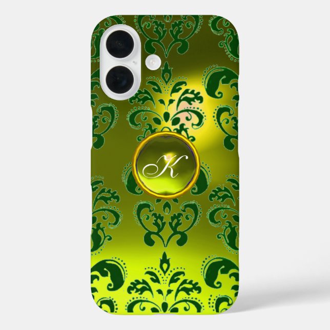 Coques Case-Mate iPhone DAMASK GEM MONOGRAS jaune vert (Verso)