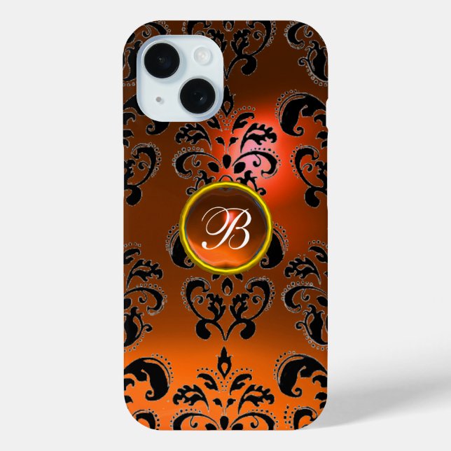 Coques Case-Mate iPhone DAMASK GEM MONOGRAS orange (Verso)