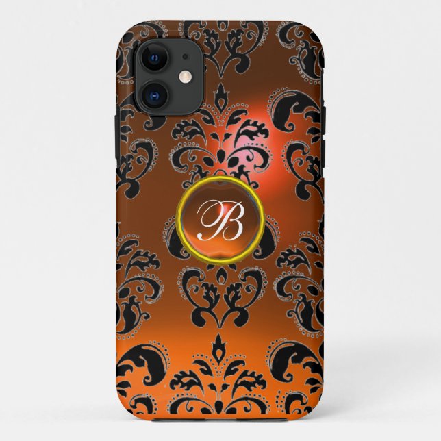 Coques Case-Mate iPhone DAMASK GEM MONOGRAS orange (Dos)